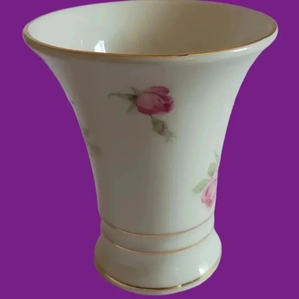 Schumann Germany rose vase white gold pink